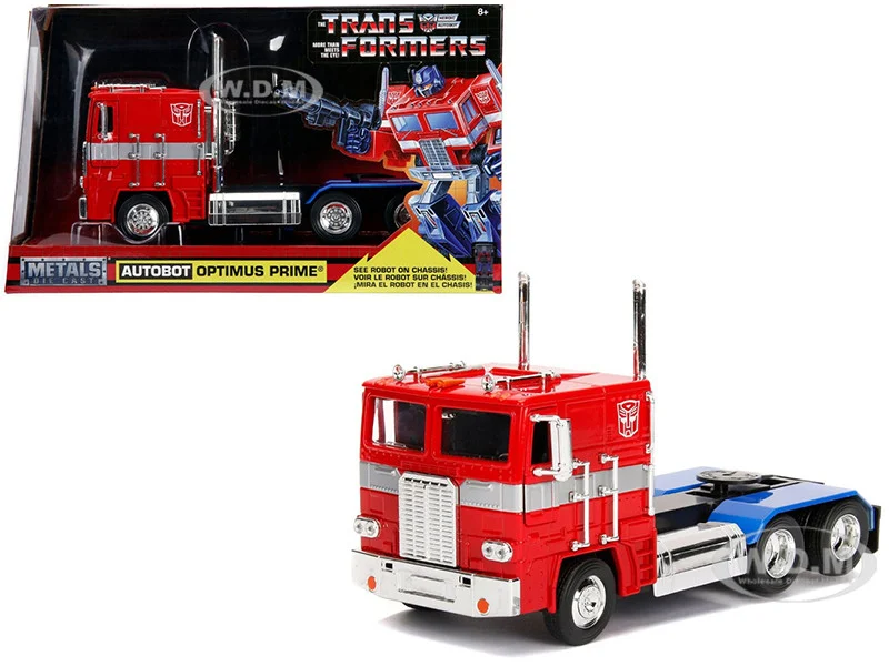 G1 Autobot Optimus Prime Truck Red with Robot on Chassis from "Transformers" TV Series "Hollywood Rides" Series 1/24 Diecast Model by Jada - Movie/TV Series Models
