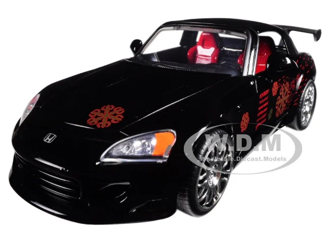 Johnny's 2001 Honda S2000 Black with Graphics "Fast & Furious" Movie 1/24 Diecast Model Car by Jada - Honda Models