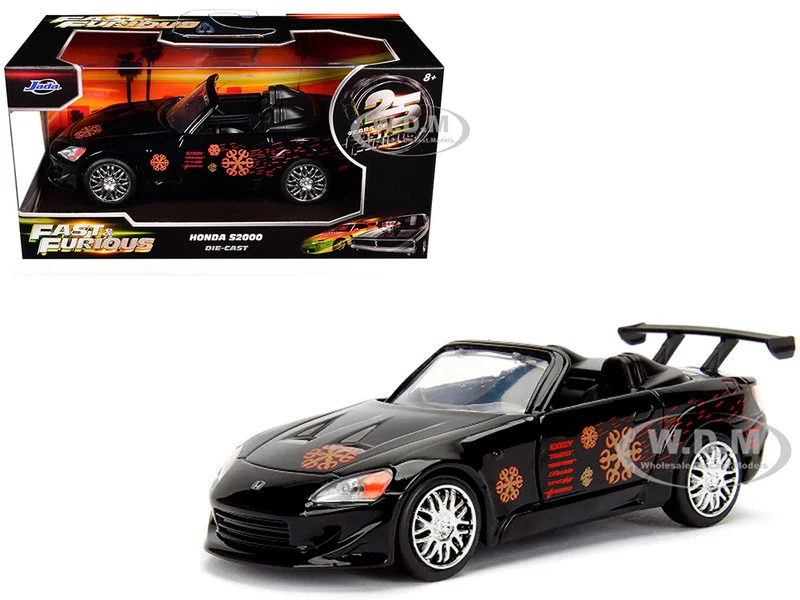 Honda S2000 Convertible Black with Graphics "The Fast and the Furious" (2001) Movie "25 Years of Fast & Furious" Series 1/32 Diecast Model Car by Jada - Honda Models