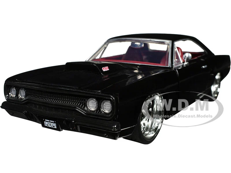 1970 Plymouth Road Runner 440 Black with Red Interior "Bigtime Muscle" Series 1/24 Diecast Model Car by Jada - Plymouth Models