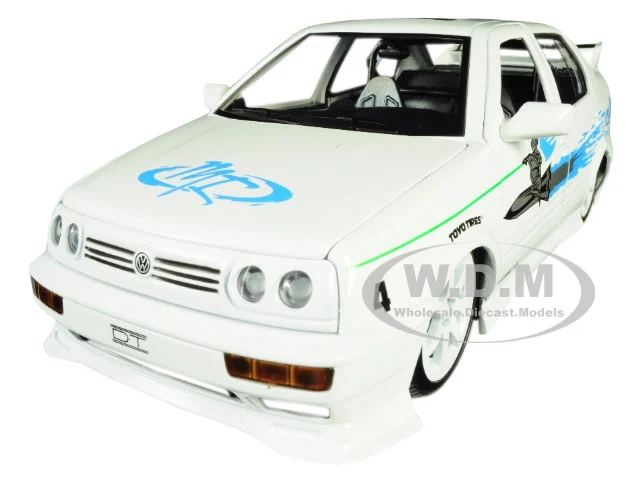 Jesse's Volkswagen Jetta White with Graphics "Fast & Furious" Movie 1/24 Diecast Model Car by Jada - Volkswagen Models
