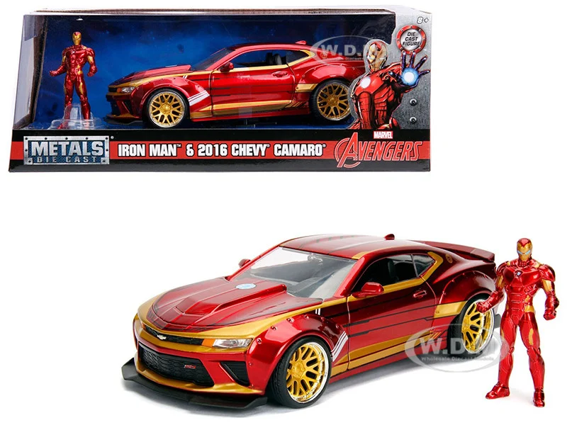 2016 Chevrolet Camaro with Iron Man Diecast Figure "Marvel" Series 1/24 Diecast Model Car by Jada - Chevrolet Models