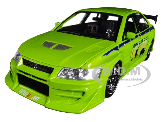 Brian's Mitsubishi Lancer Evolution VII Green with Graphics "Fast & Furious" Movie 1/24 Diecast Model Car by Jada - Movie/TV Series Models