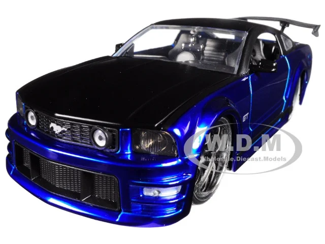 2006 Ford Mustang GT Blue with Black Top 1/24 Diecast Model Car by Jada - Ford Models