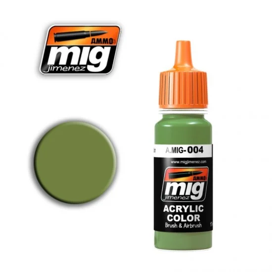 AMMO by Mig Jimenez 004 Acrylic Paint - Ral 6011B Resedagrun for German Vehicles in 1945 (17ml)
