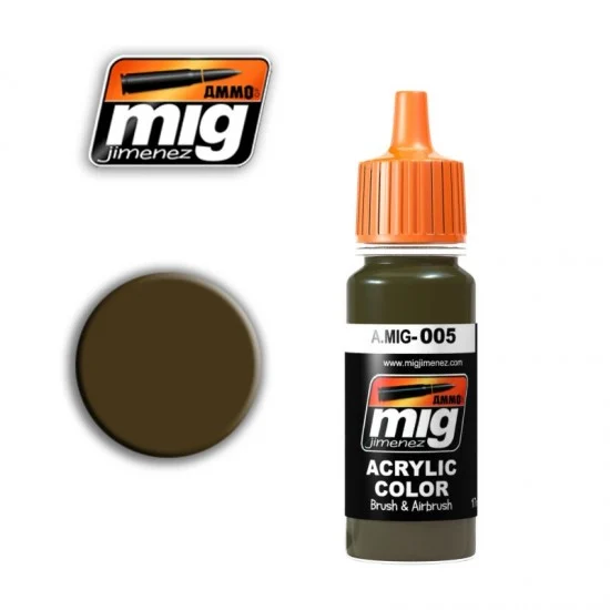 AMMO by Mig Jimenez 005 Acrylic Paint - Ral 7008 Graugrun for DAK Camouflage in North Africa 1941-42 (17ml)