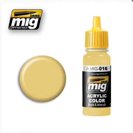 AMMO by Mig Jimenez 016 Acrylic Paint - Ral 8020 Gelbbraun DAK Camouflage Base Colour (17ml)