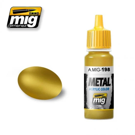 AMMO by Mig Jimenez 198 Metal Acrylic Paint - Gold (17ml)