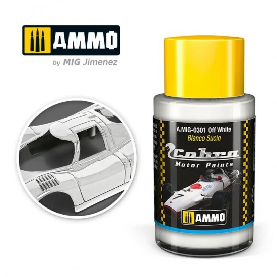 AMMO by Mig Jimenez 0301 Cobra Motor Acrylic Paint - Off White (30ml) for Honda RA, Jaguar E-type