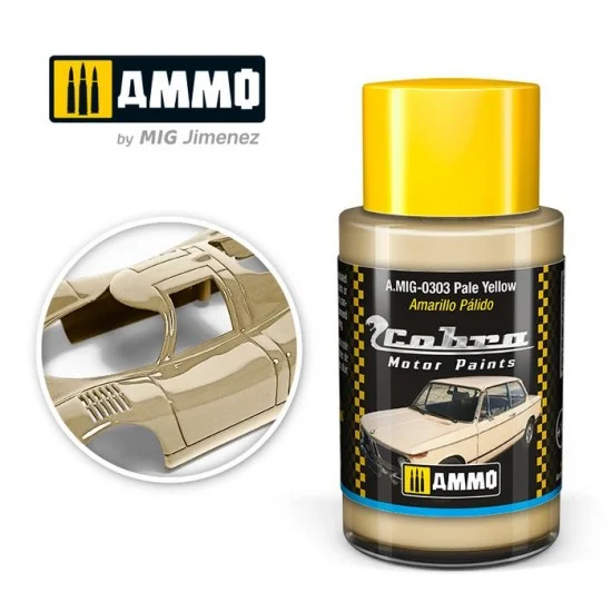 AMMO by Mig Jimenez 0303 Cobra Motor Acrylic Paint - Pale Yellow (30ml) for BMW 2002, Citroen 2 CV
