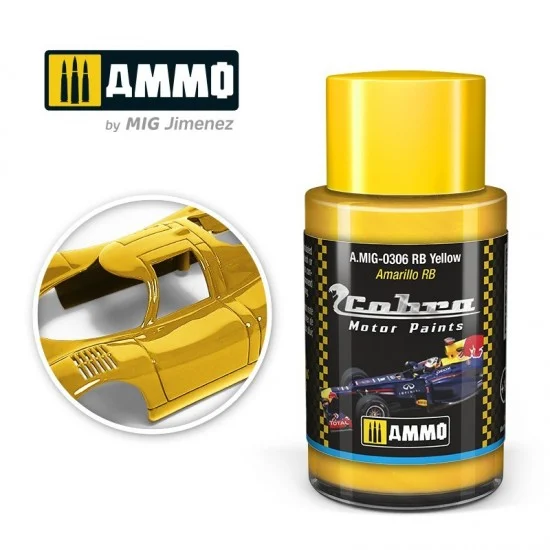 AMMO by Mig Jimenez 0306 Cobra Motor Acrylic Paint - RB Yellow (30ml) for Redbull Racing Team