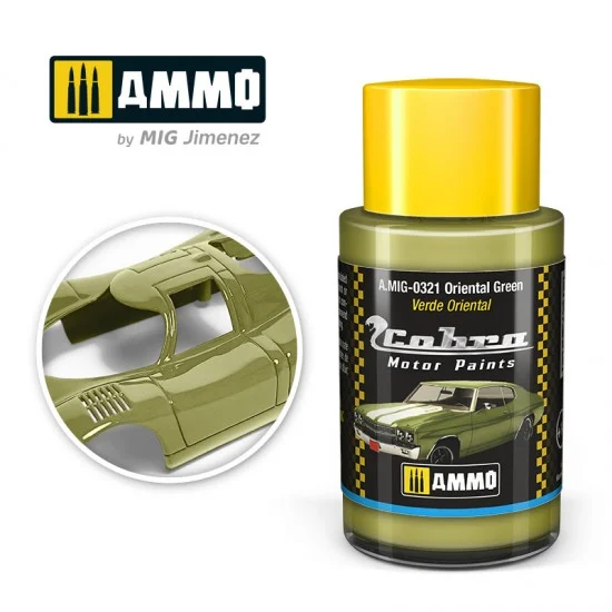 AMMO by Mig Jimenez 0321 Cobra Motor Acrylic Paint - Oriental Green (30ml) for Mitsubishi Lancer Evolution VI