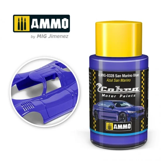 AMMO by Mig Jimenez 0328 Cobra Motor Acrylic Paint - San Marino Blue (30ml) for BMW M4, BMW M3, BMW M2