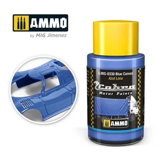 AMMO by Mig Jimenez 0330 Cobra Motor Acrylic Paint - Blue Canvas (30ml) for Blue Car Bodies and Truck Canvas