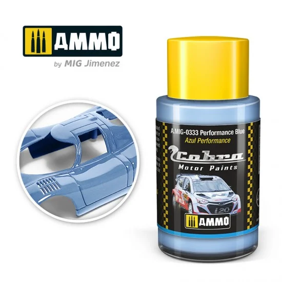 AMMO by Mig Jimenez 0333 Cobra Motor Acrylic Paint - Performance Blue (30ml) for Hyundai I20 WRC