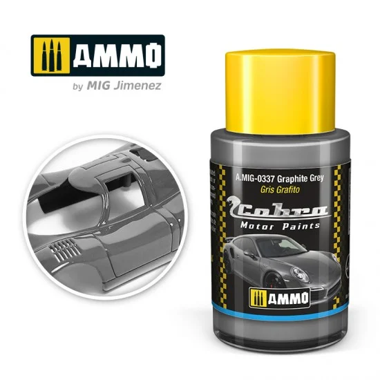 AMMO by Mig Jimenez 0337 Cobra Motor Acrylic Paint - Graphite Grey (30ml) for OZ Wheel Rims, Porsche 911