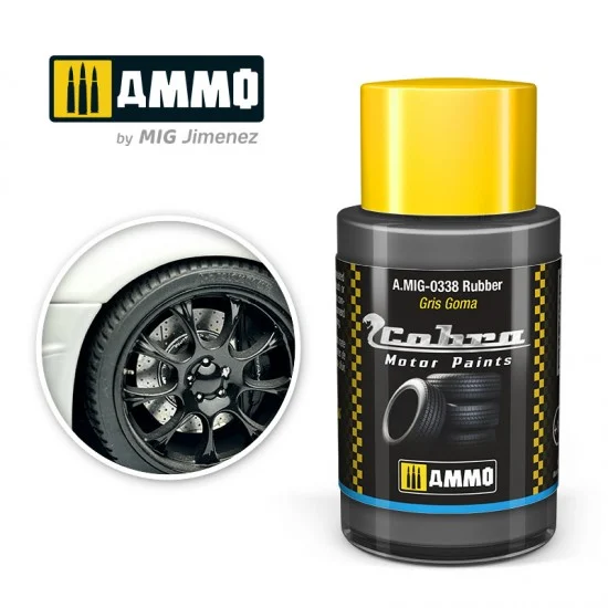 AMMO by Mig Jimenez 0338 Cobra Motor Acrylic Paint - Rubber (30ml) for Tyres and Rubber Pieces