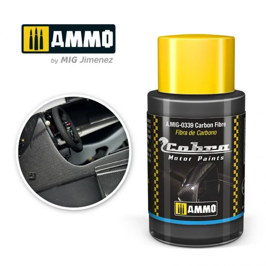 AMMO by Mig Jimenez 0339 Cobra Motor Acrylic Paint - Carbon Fibre (30ml) for Mclaren F1 GTR, Carbon Fibre Pieces