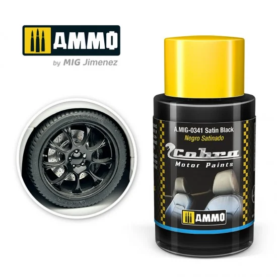 AMMO by Mig Jimenez 0341 Cobra Motor Acrylic Paint - Satin Black (30ml) for Satin Black Pieces