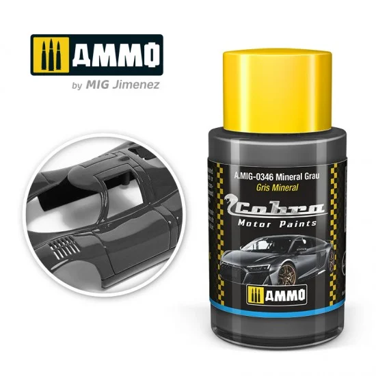 AMMO by Mig Jimenez 0346 Cobra Motor Acrylic Paint - Mineral Grau Metallic (30ml) for Audi R8, Mercedes SLR 722