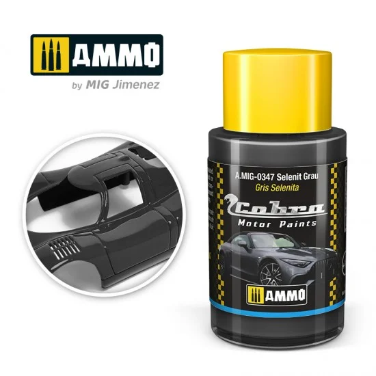 AMMO by Mig Jimenez 0347 Cobra Motor Acrylic Paint - Selenit Grau Metallic (30ml) for Mercedes AMG SL, CLK, E