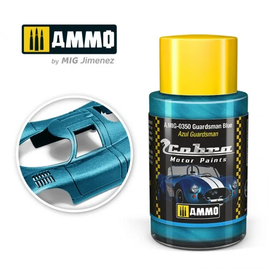 AMMO by Mig Jimenez 0350 Cobra Motor Acrylic Paint - Guardsman Blue Metallic (30ml) for Shelby Cobra