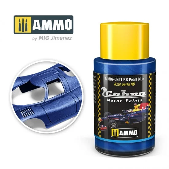 AMMO by Mig Jimenez 0351 Cobra Motor Acrylic Paint - RB Pearl Blue Metallic (30ml) for RedBull Racing