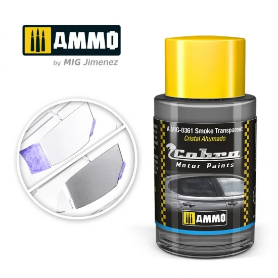 AMMO by Mig Jimenez 0361 Cobra Motor Acrylic Paint - Smoke Transparent (30ml) for Tinted Windows