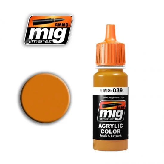 AMMO by Mig Jimenez 039 Acrylic Paint - Matt Light Orange for Light Fresh Rust (17ml)