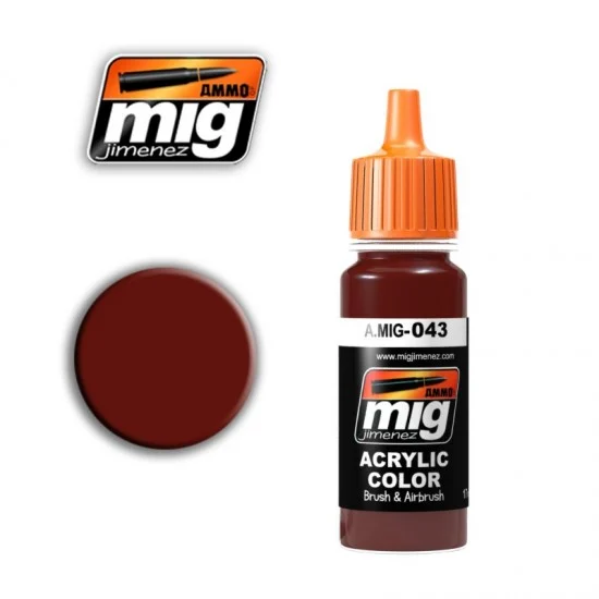 AMMO by Mig Jimenez 043 Acrylic Paint - Matt Brown (Shadow Rust) for Old, Dark Rusty Surfaces (17ml)
