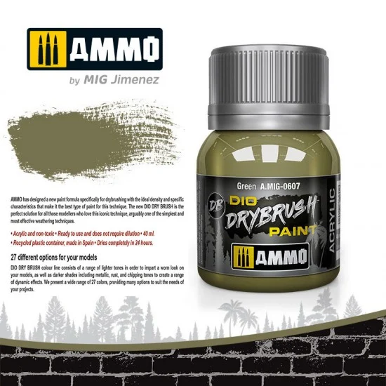 AMMO by Mig Jimenez 0607 DIO Drybrush Acrylic Paint - Green (40ml)