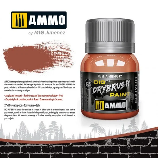 AMMO by Mig Jimenez 0612 DIO Drybrush Acrylic Paint - Rust (40ml)