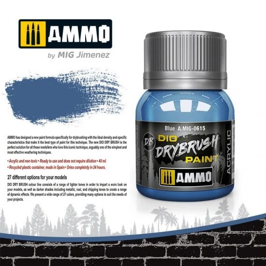 AMMO by Mig Jimenez 0615 DIO Drybrush Acrylic Paint - Blue (40ml)