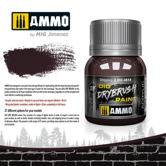 AMMO by Mig Jimenez 0618 DIO Drybrush Acrylic Paint - Chipping (40ml)