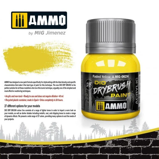 AMMO by Mig Jimenez 0624 DIO Drybrush Acrylic Paint - Faded Yellow (40ml)