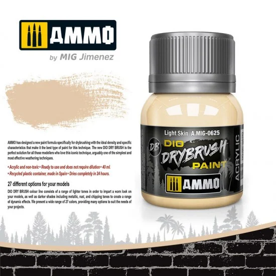 AMMO by Mig Jimenez 0625 DIO Drybrush Acrylic Paint - Light Skin (40ml)