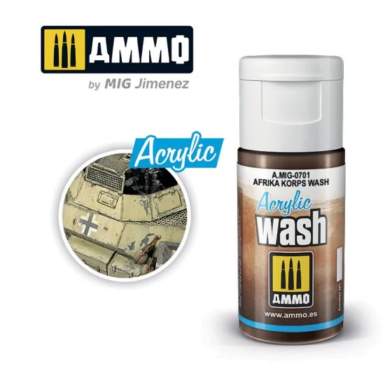 AMMO by Mig Jimenez 0701 Acrylic Wash - Afrika Korps Wash (15ml)