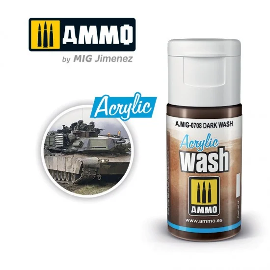 AMMO by Mig Jimenez 0708 Acrylic Wash - Dark Wash (15ml)