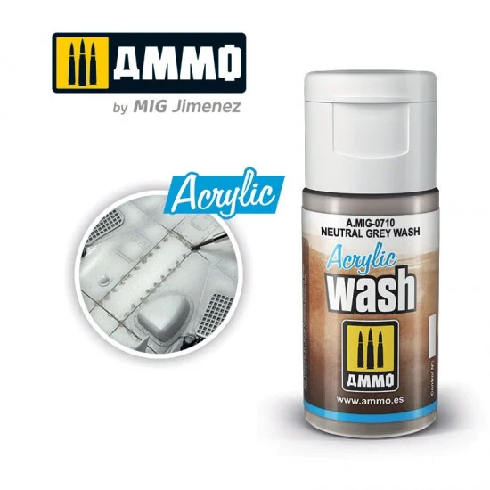 AMMO by Mig Jimenez 0710 Acrylic Wash - Neutral Grey Wash (15ml)