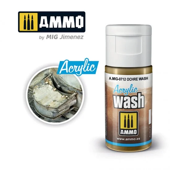 AMMO by Mig Jimenez 0712 Acrylic Wash - Ochre Wash (15ml)