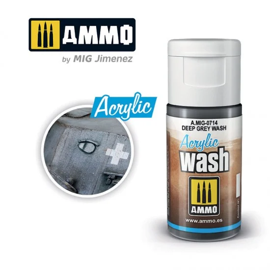 AMMO by Mig Jimenez 0714 Acrylic Wash - Deep Grey Wash (15ml)