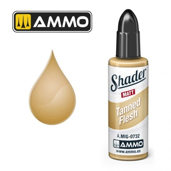 AMMO by Mig Jimenez '0732 Matt Shader - Acrylic Based Paint #Tanned Flesh (10ml jar)