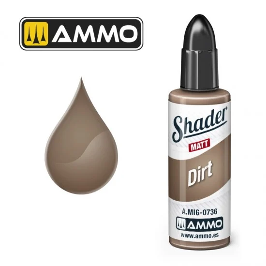 AMMO by Mig Jimenez '0736 Matt Shader - Acrylic Based Paint #Dirt (10ml jar)