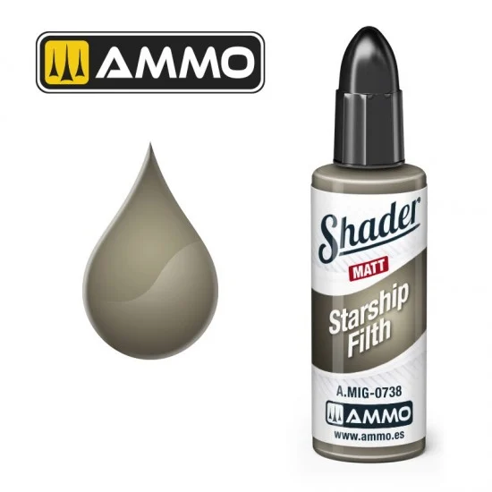 AMMO by Mig Jimenez '0738 Matt Shader - Acrylic Based Paint #Starship Filth (10ml jar)