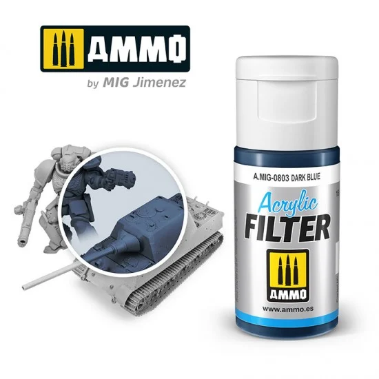AMMO by Mig Jimenez 0803 Acrylic Filter - Dark Blue (15ml, water-soluble)