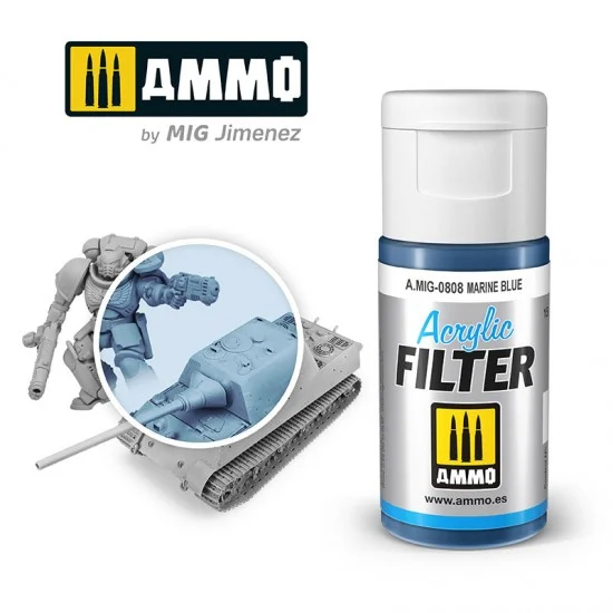 AMMO by Mig Jimenez 0808 Acrylic Filter - Marine Blue (15ml, water-soluble)