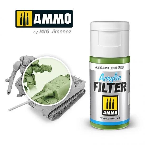 AMMO by Mig Jimenez 0810 Acrylic Filter - Bright Green (15ml, water-soluble)