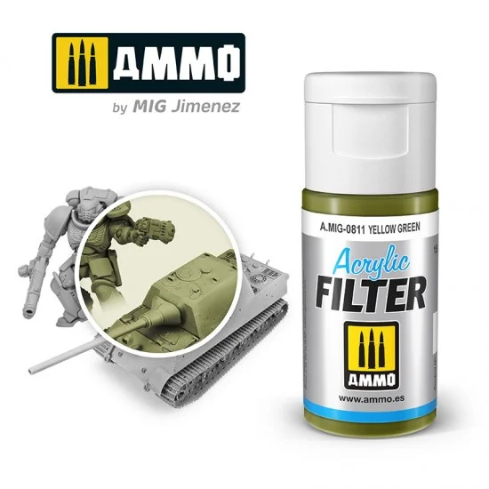 AMMO by Mig Jimenez 0811 Acrylic Filter - Yellow Green (15ml, water-soluble)