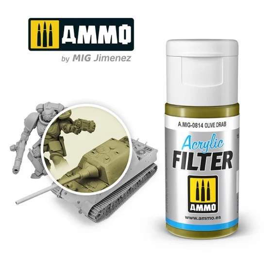 AMMO by Mig Jimenez 0814 Acrylic Filter - Olive Drab (15ml, water-soluble)