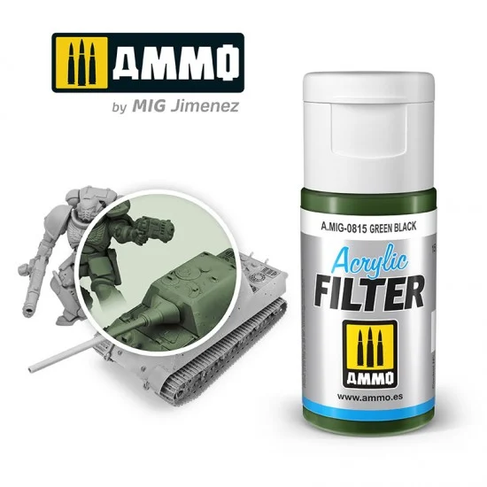 AMMO by Mig Jimenez 0815 Acrylic Filter - Green Black (15ml, water-soluble)